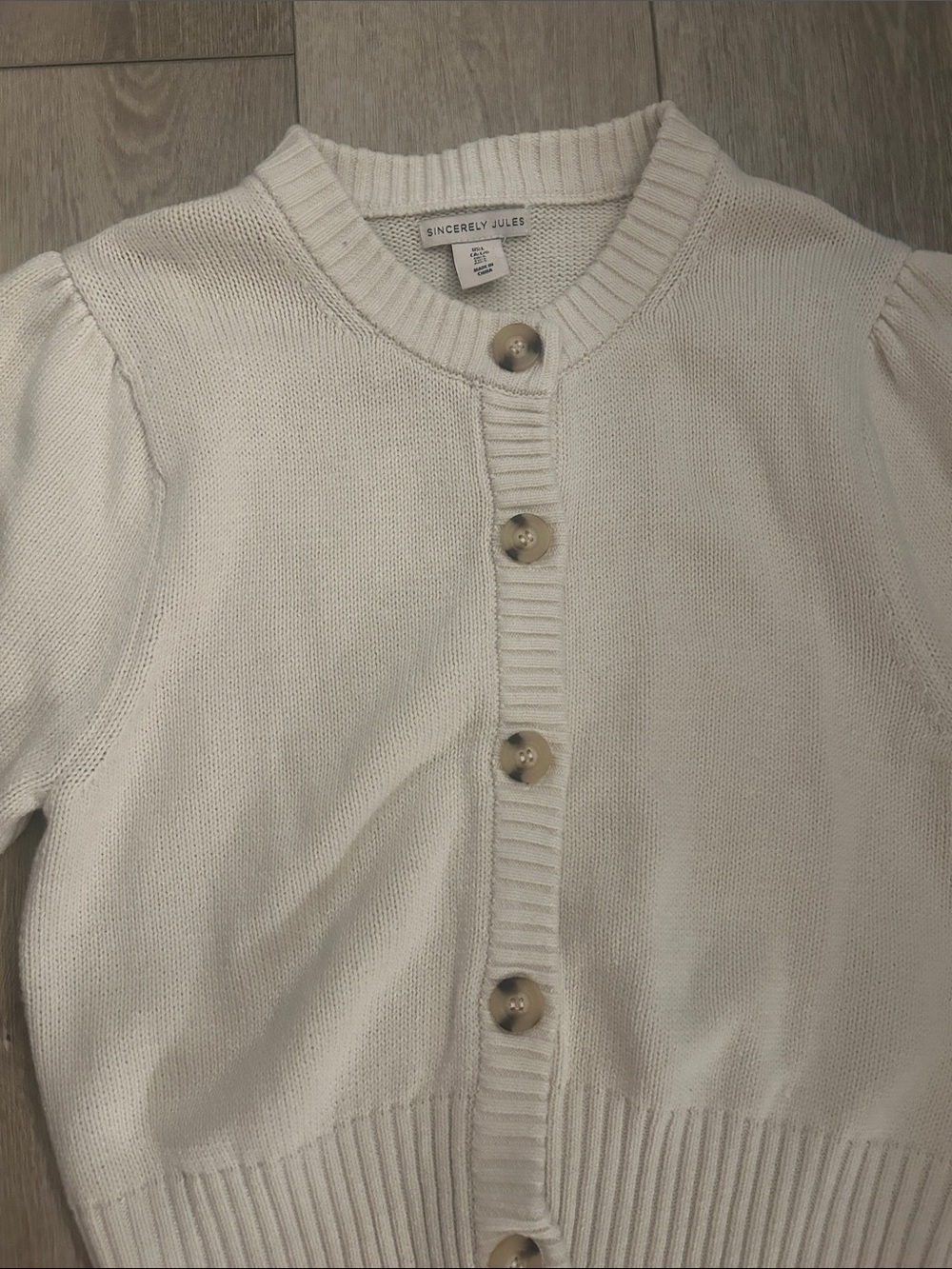 Sincerely Jules Short Sleeve Knitted Button Front Cardigan - Cream